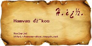 Hamvas Ákos névjegykártya